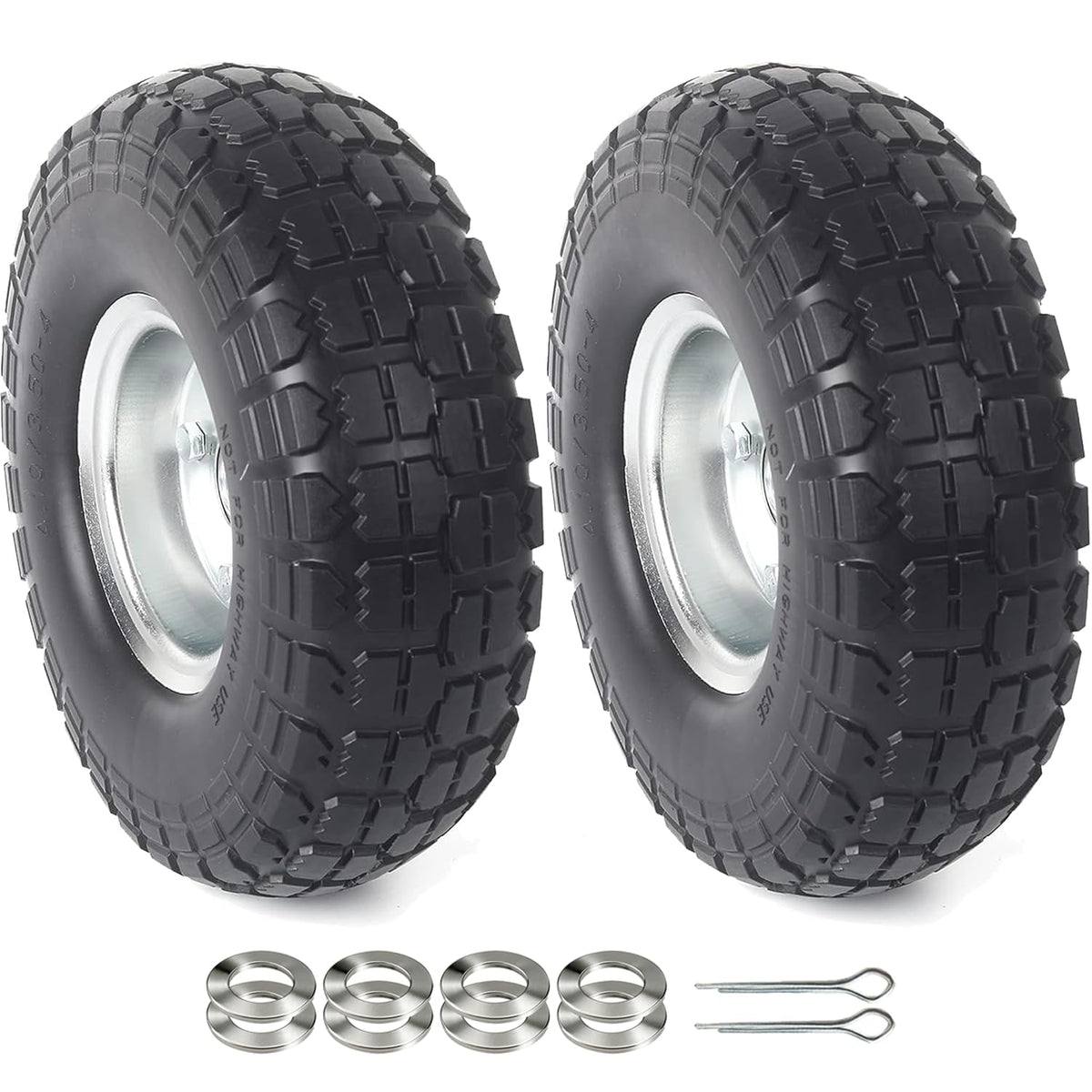 AR-PRO 10-inch solid rubber wheel assembly for rugged terrain and durability