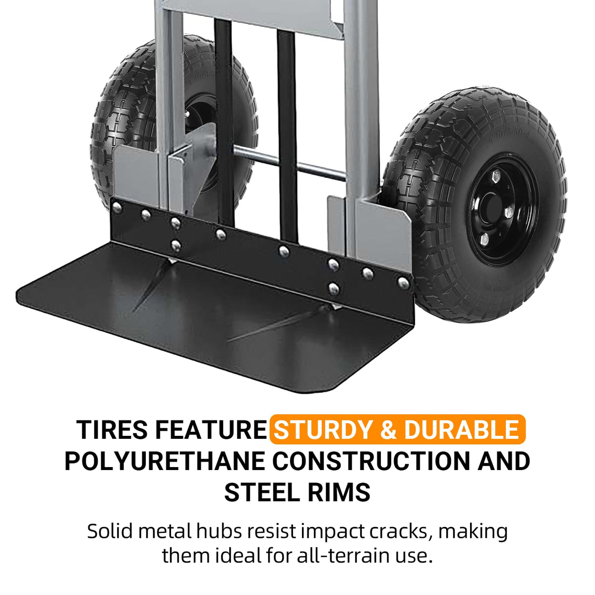 AR-PRO 5/8-inch axle boreholes suit common hand trucks.