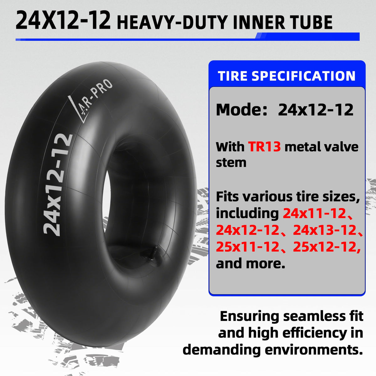 AR-PRO inner-tube TR13 valve close-up showing secure inflation compatibility.