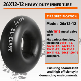 AR-PRO inner tube with universal fit for multiple tire sizes.