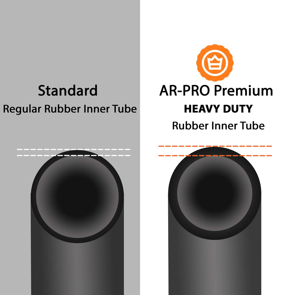 AR-PRO inner tube with TR87 bent valve enables easy inflation and quick fixes