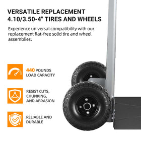 AR-PRO 4.10/3.50-4 tires with 2.2-inch offset hub compatibility.