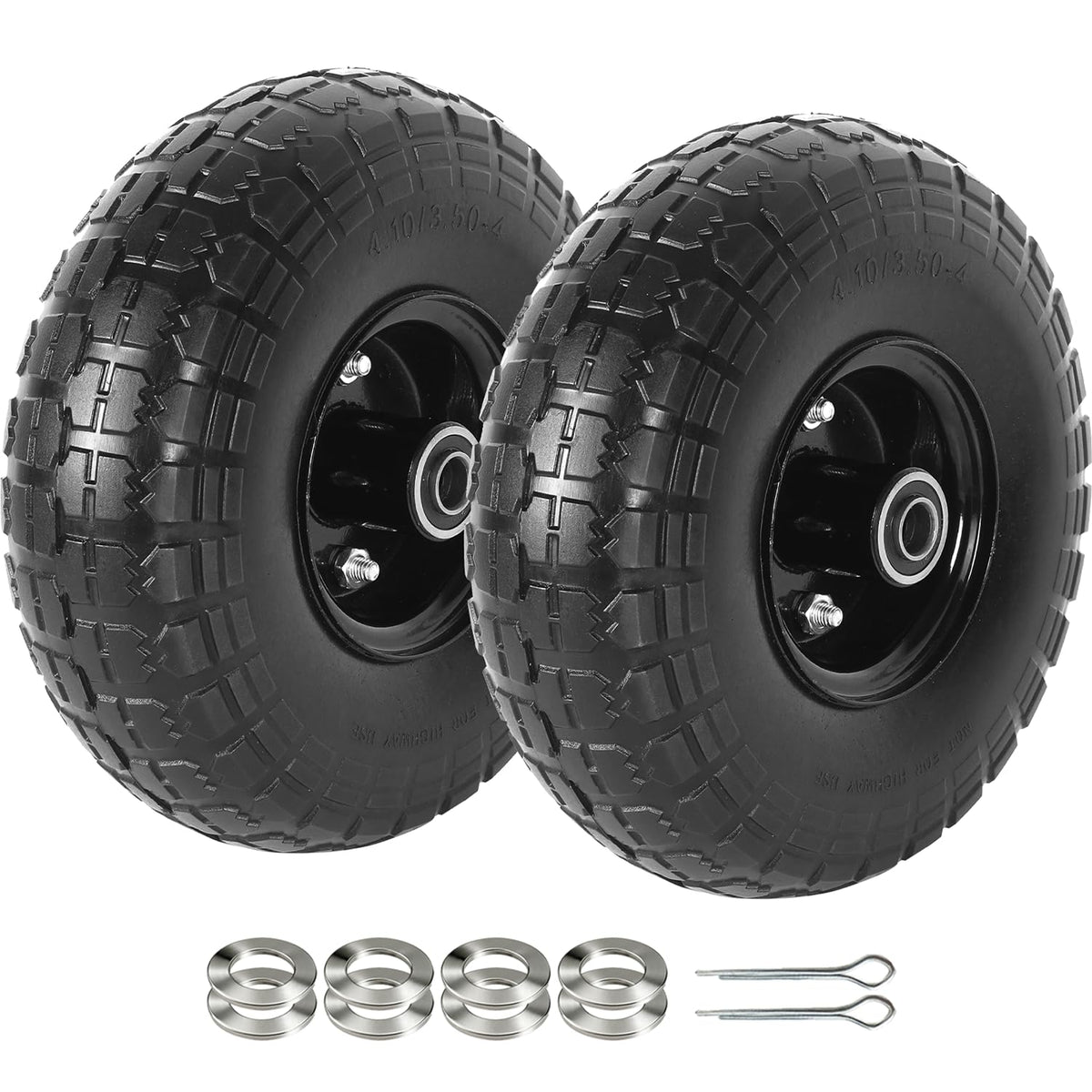 AR-PRO 2-pack 10-inch solid tires for durable outdoor cart replacement.