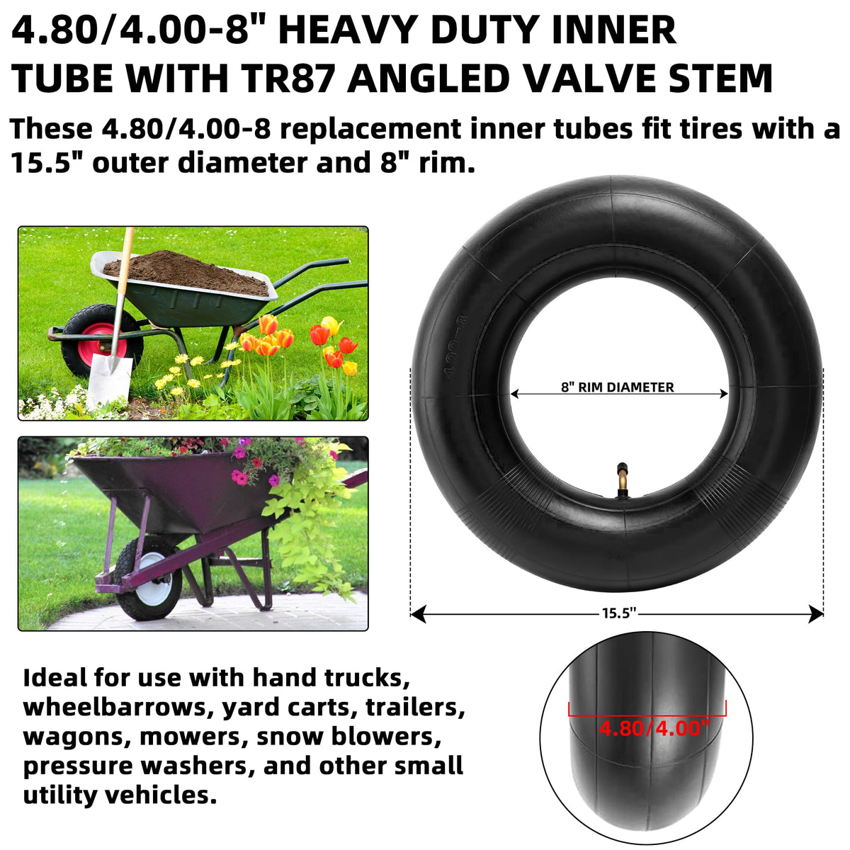 AR-PRO inner tube closeup showing durable natural rubber and TR87 angled valve.