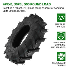 AR-PRO 16-inch tire mounted on a lawn tractor for stability.