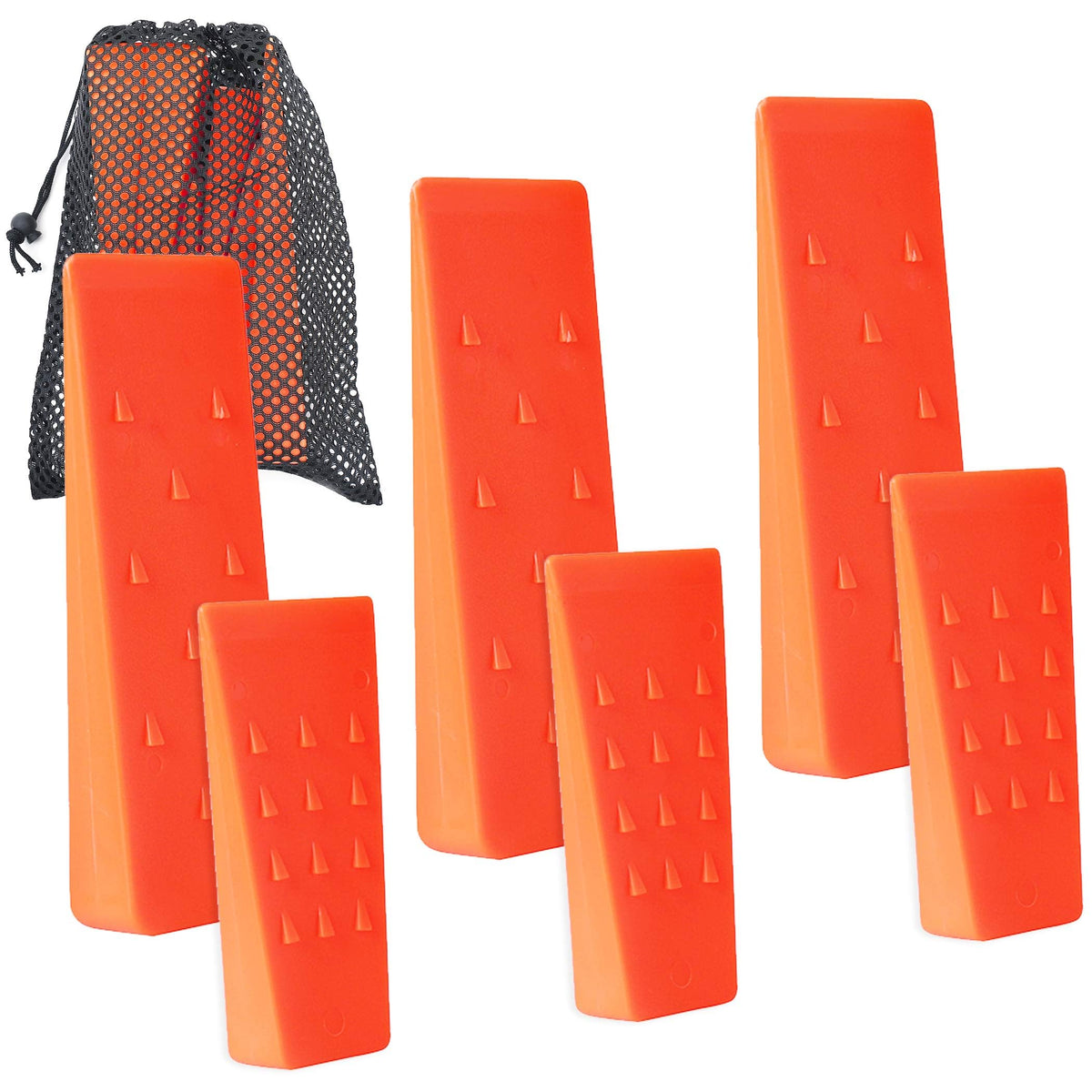 AR-PRO 6-pack tree felling wedges with spikes for safer direction control.