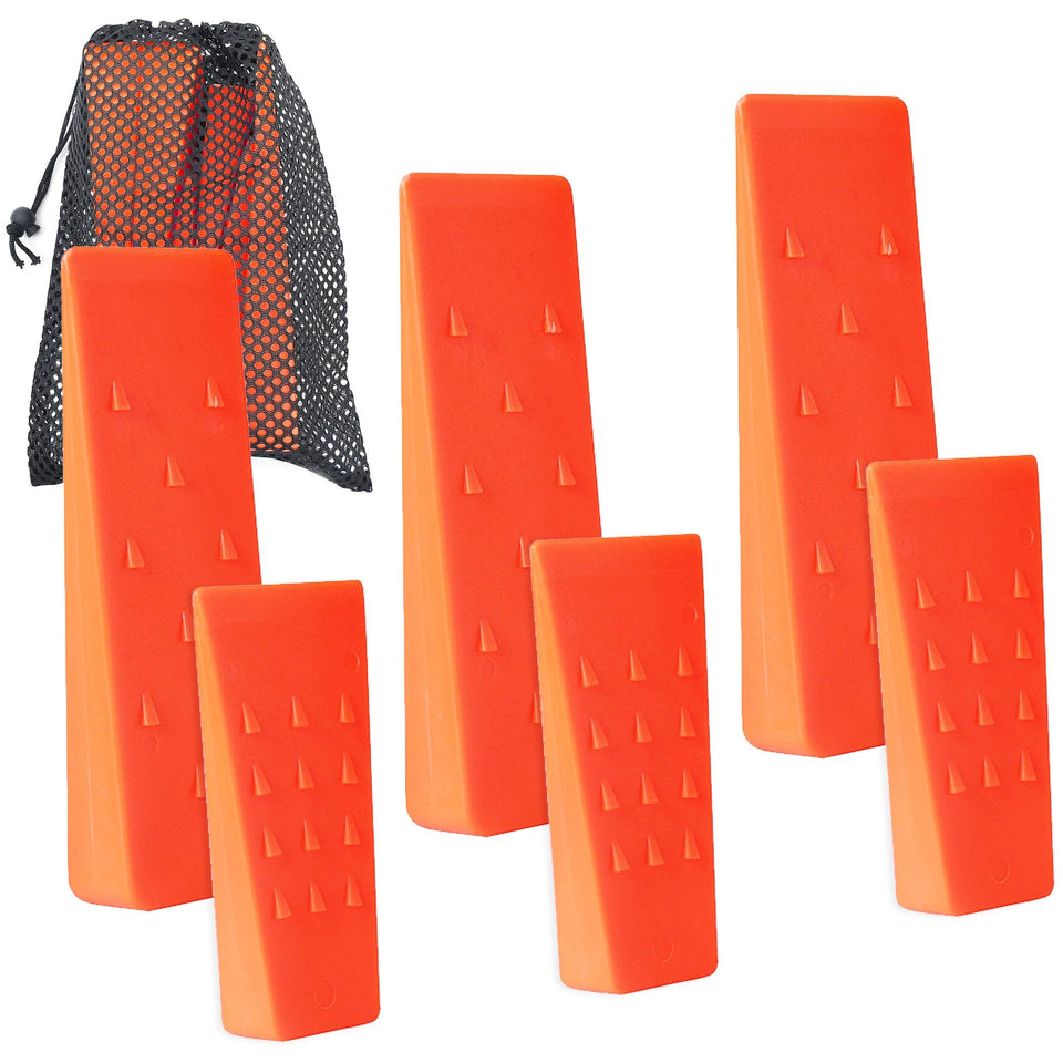 AR-PRO 6-pack tree felling wedges with spikes for safer direction control.