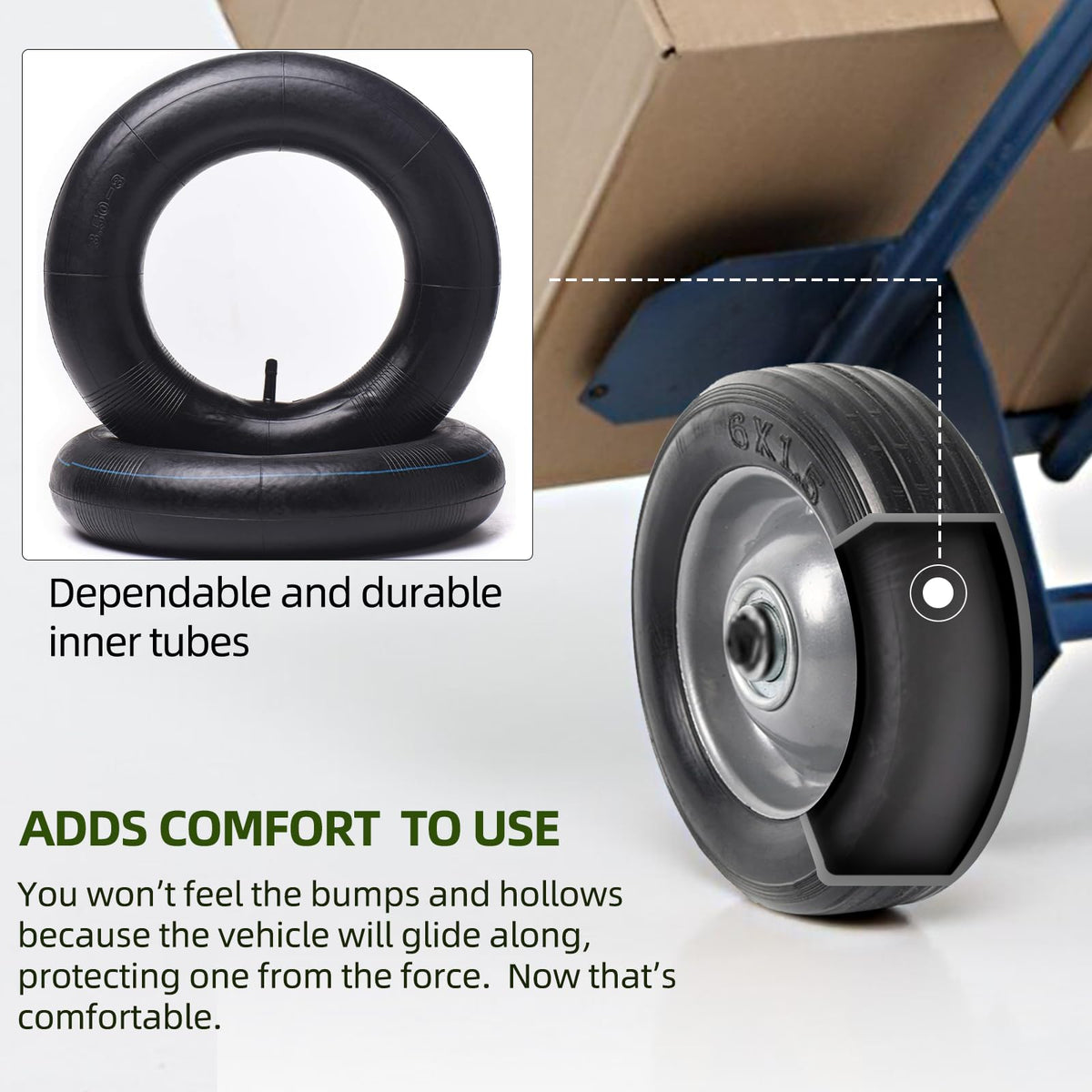 AR-PRO 4x thicker rubber absorbs shocks for smoother rides on uneven ground.