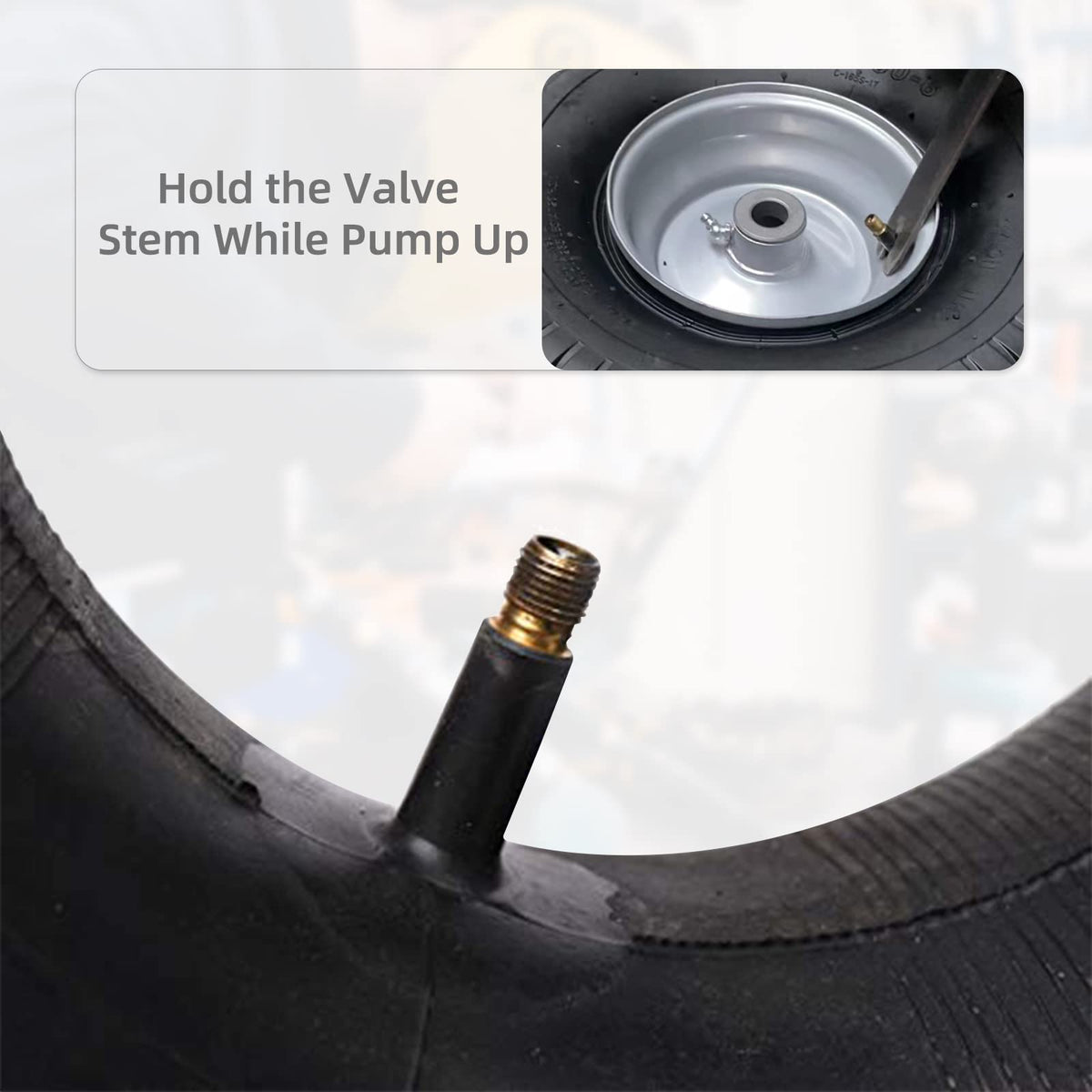 AR-PRO inner tube being installed on ATV or dirt bike wheel setup.