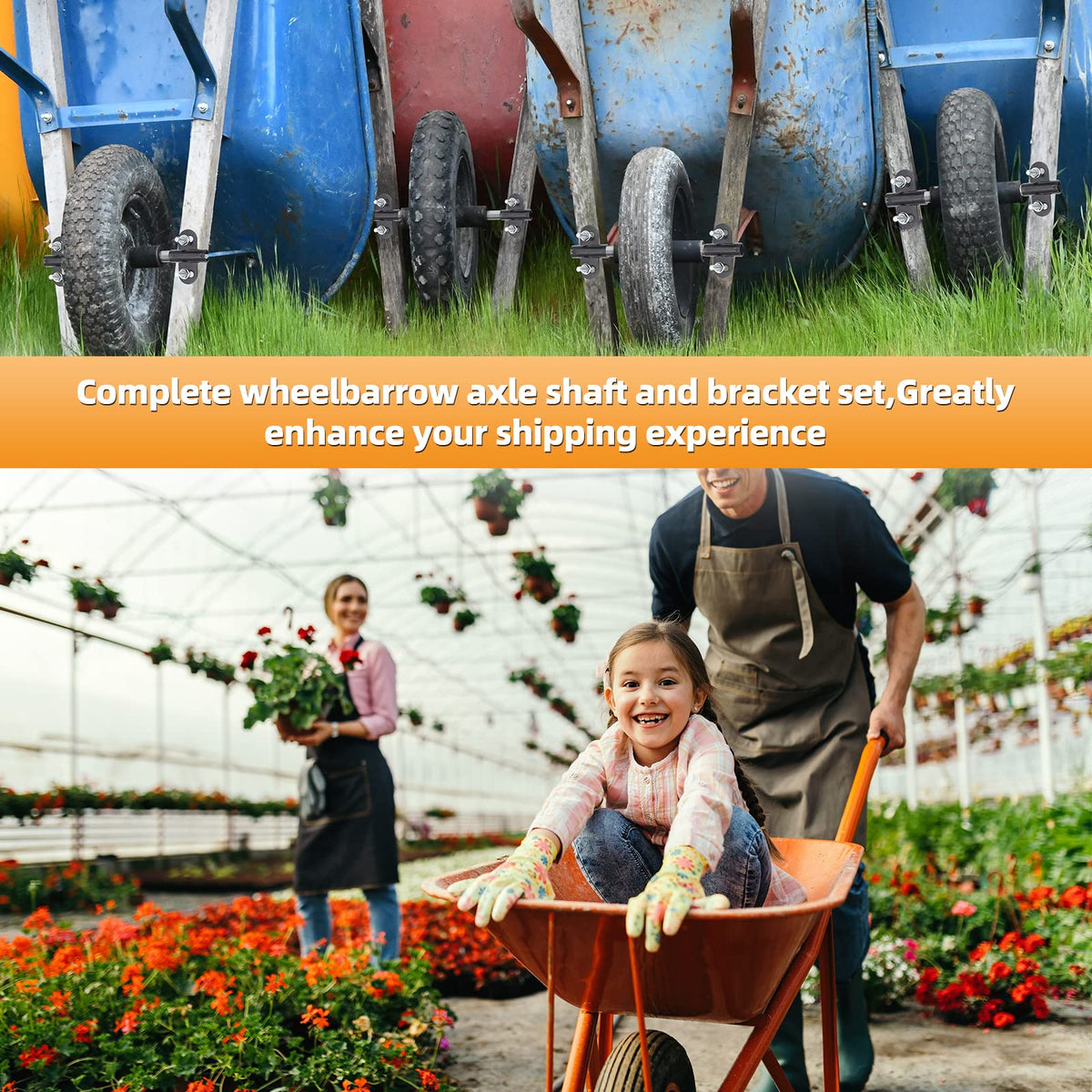 AR-PRO compatible with 5/8 inch axles for single-tire wheelbarrows.