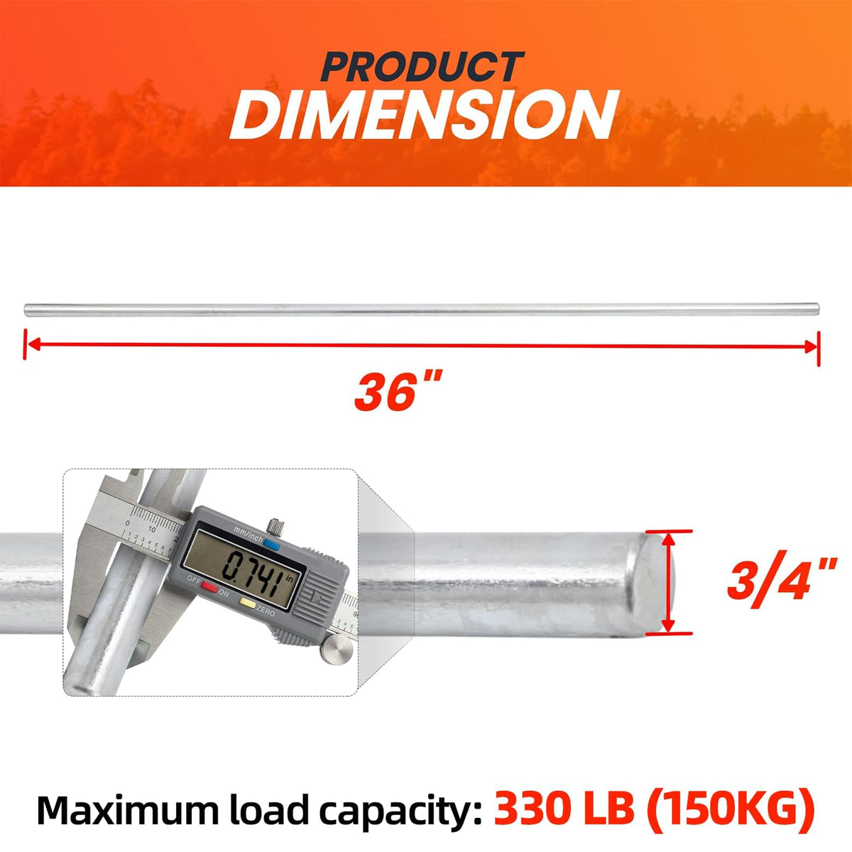 AR-PRO zinc plated axle rod close-up highlighting corrosion resistance