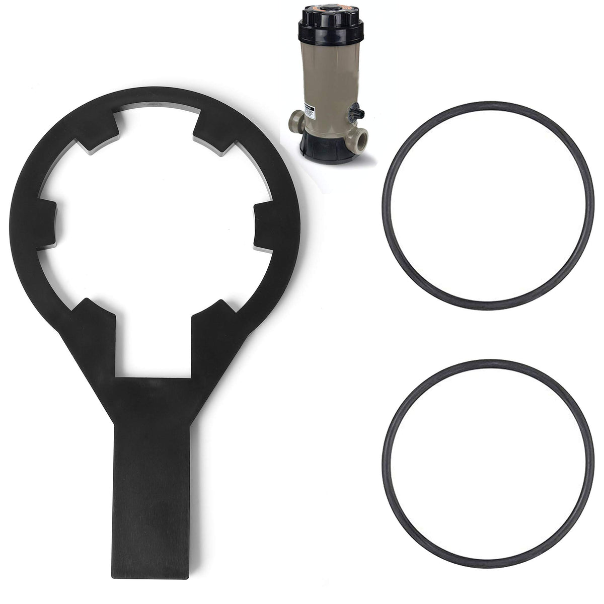 AR-PRO chlorinator wrench in hand opening a lid for easier maintenance.