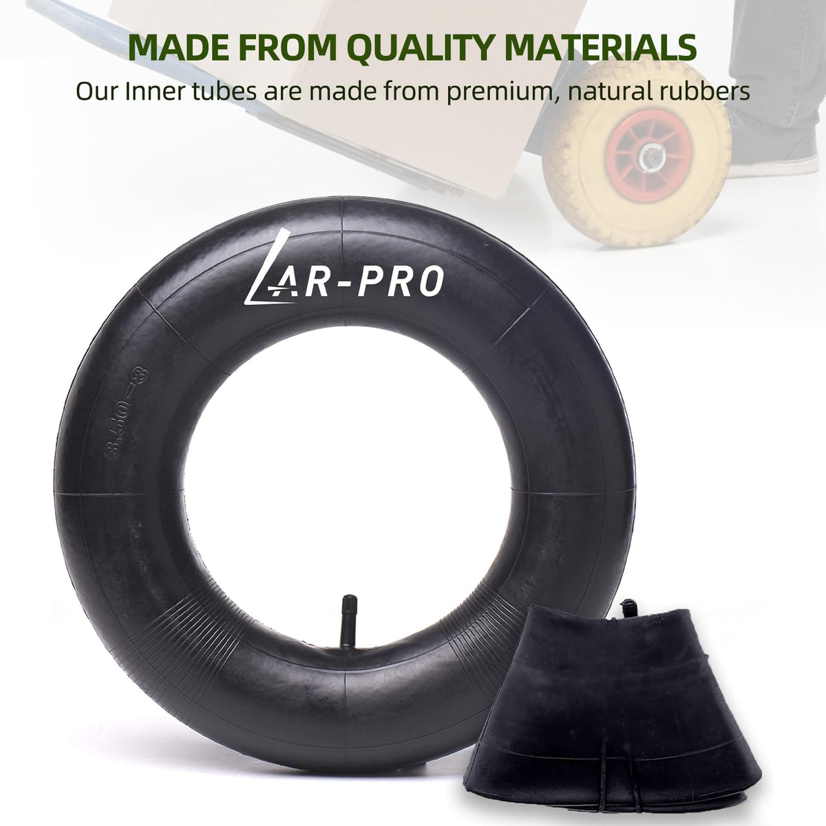 AR-PRO compatibility with 3.50-8 and 4.00-8 tires for versatile replacements.