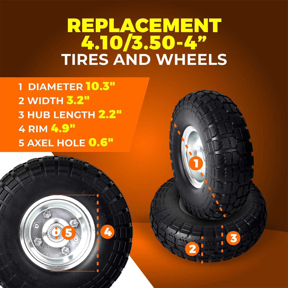 AR-PRO flat-free 10-inch tire eliminates flats during outdoor work