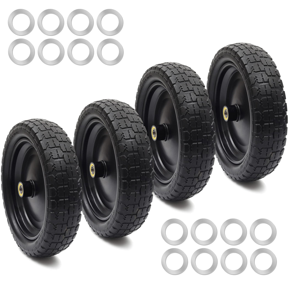 AR-PRO 13-inch flat-free tire close-up, maintenance-free ride and anti-puncture foam.