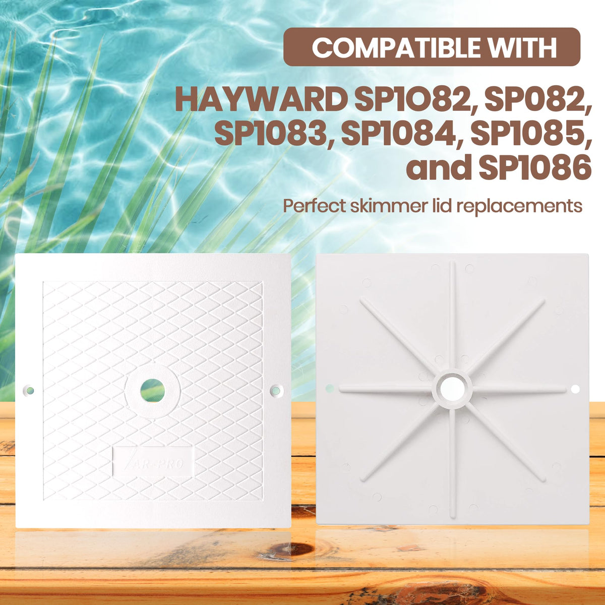 AR-PRO heavy-duty plastic skimmer lid close-up highlighting durable construction.