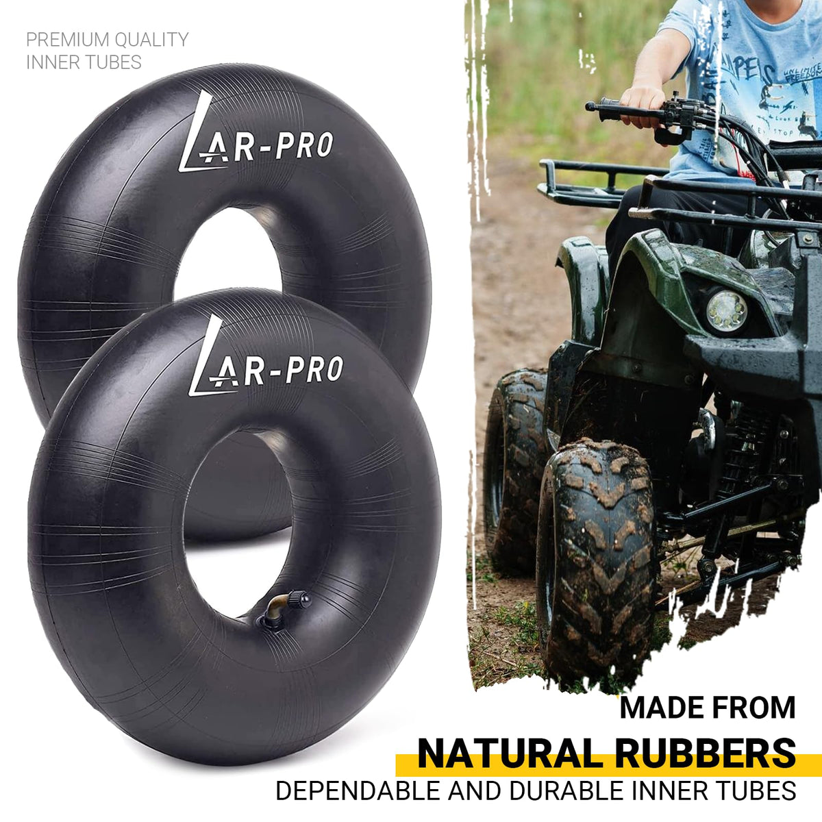 AR-PRO 410/350-5 inner tube with TR-87 valve, smooth ride for yard carts.