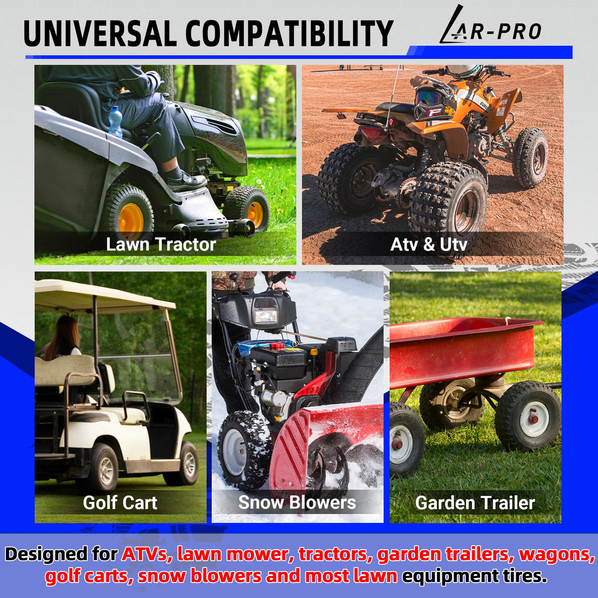 AR-PRO compatibility graphic highlights reliable fit across tire sizes.