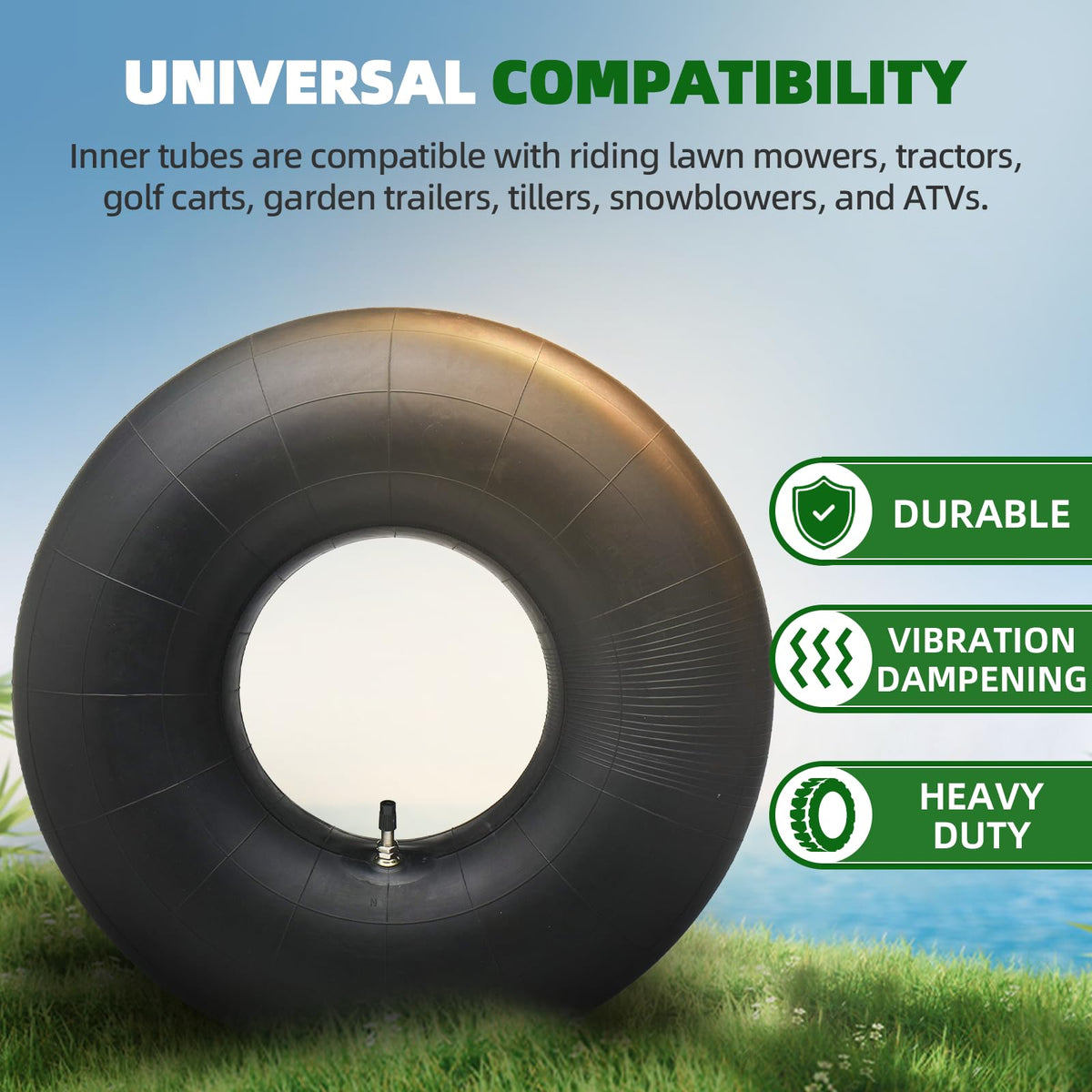 AR-PRO inner tubes mounted on a tractor with rugged tires.