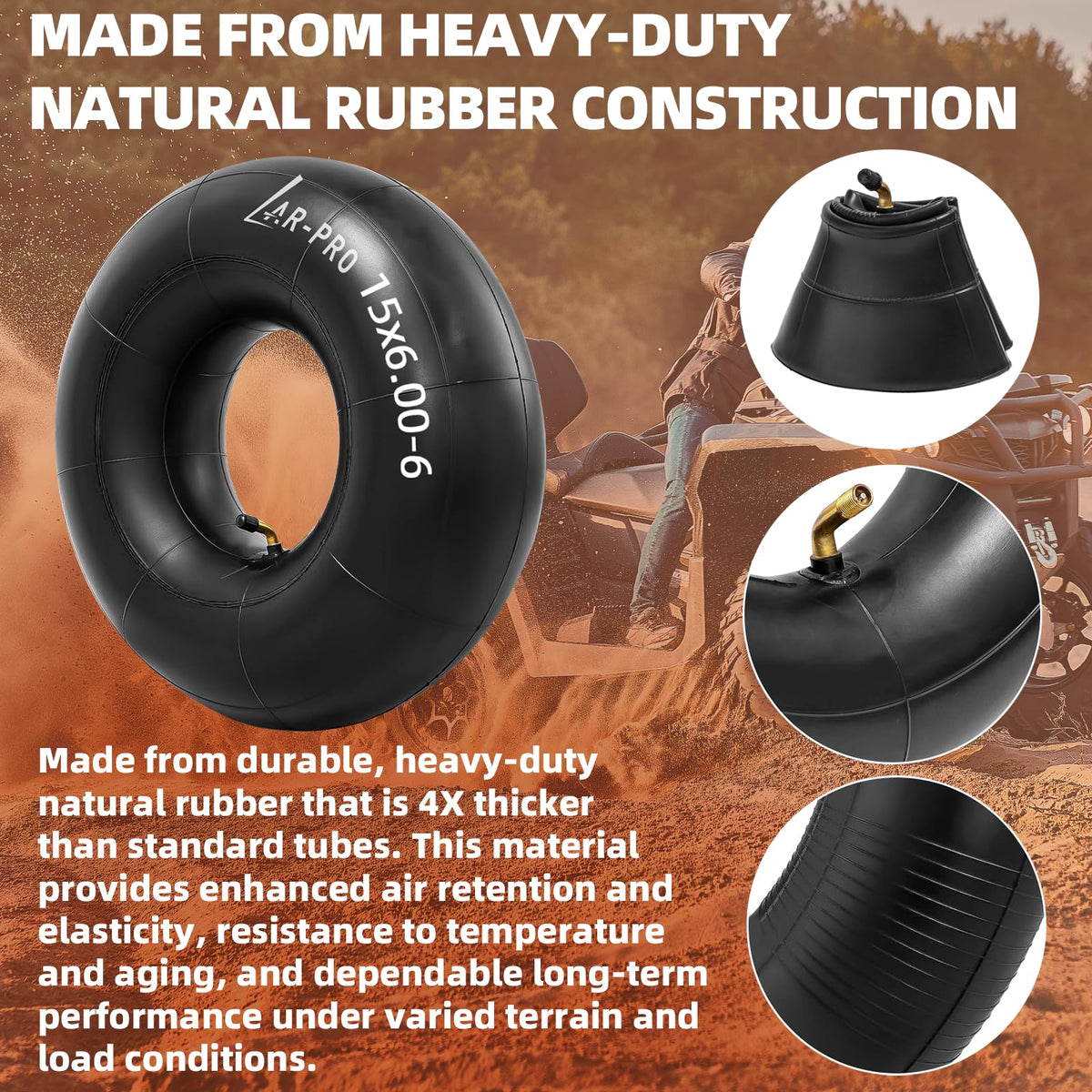 AR-PRO lawn mower wheel with inner tube installed for smooth ride