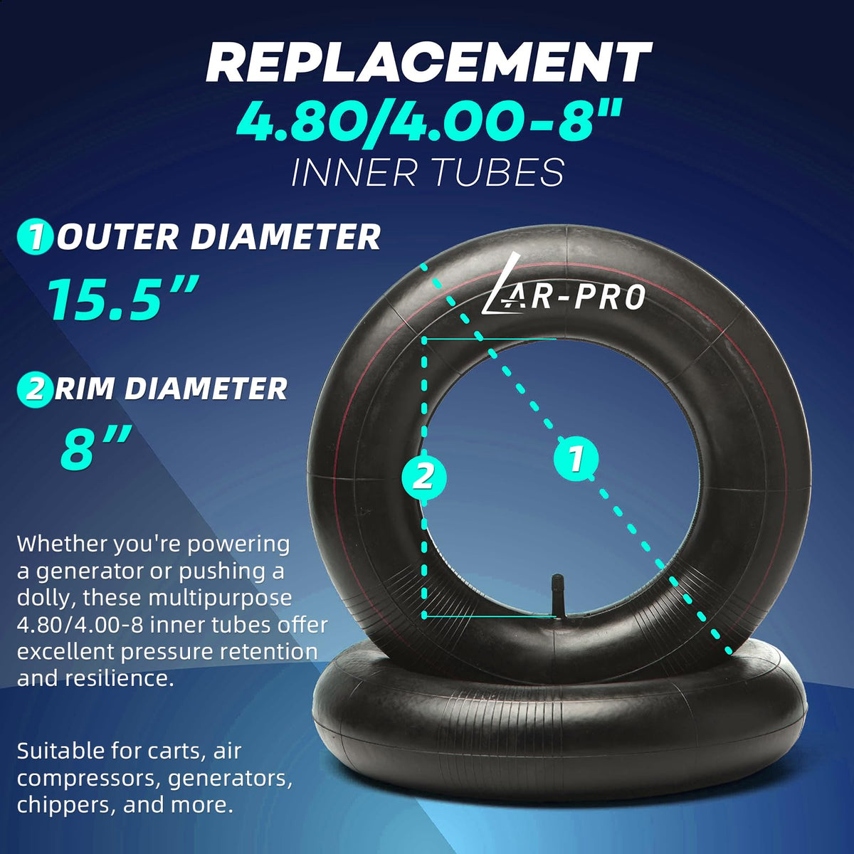 AR-PRO inner tube made of natural rubber for puncture resistance and longevity.