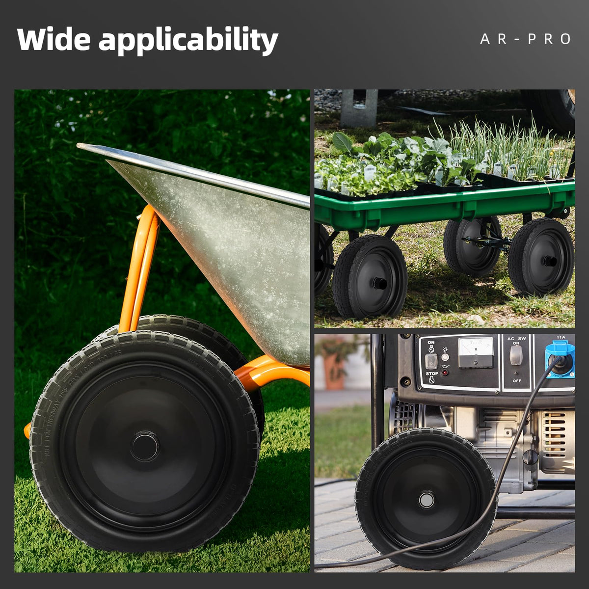AR-PRO rugged 13-inch wheel with steel hub built for durability.
