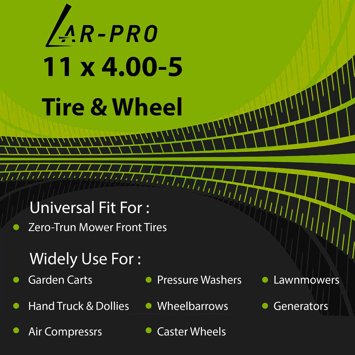 AR-PRO mower wheel sidewall markings help verify correct size
