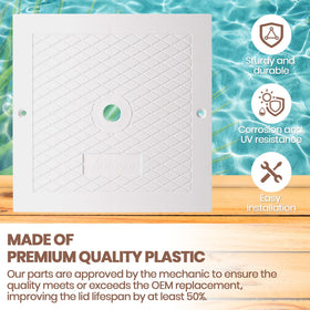 AR-PRO skimmer lid installation sample shows tool-free, fast replacement.