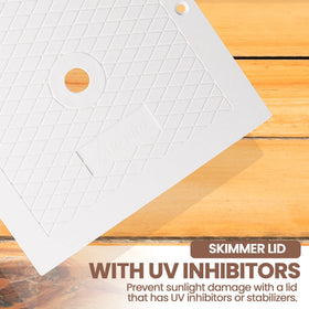 AR-PRO skimmer lid with bottom lip 8-1/4 inches and screw spacing 9-1/4.