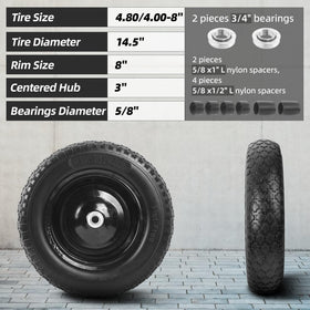 AR-PRO solid polyurethane tire close-up showing non-marking, weather-resistant construction