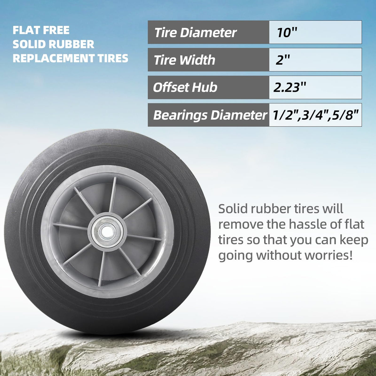AR-PRO solid rubber replacement wheel for dollies and carts