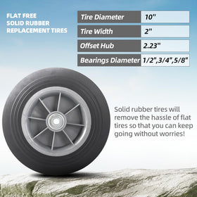 AR-PRO solid rubber replacement wheel for dollies and carts