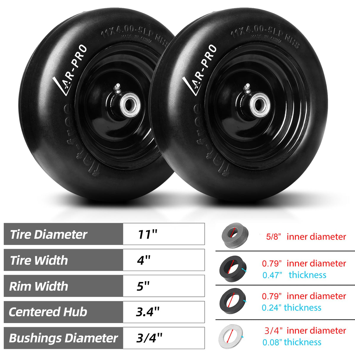 AR-PRO universal zero-turn front tire fits many models for easy replacement