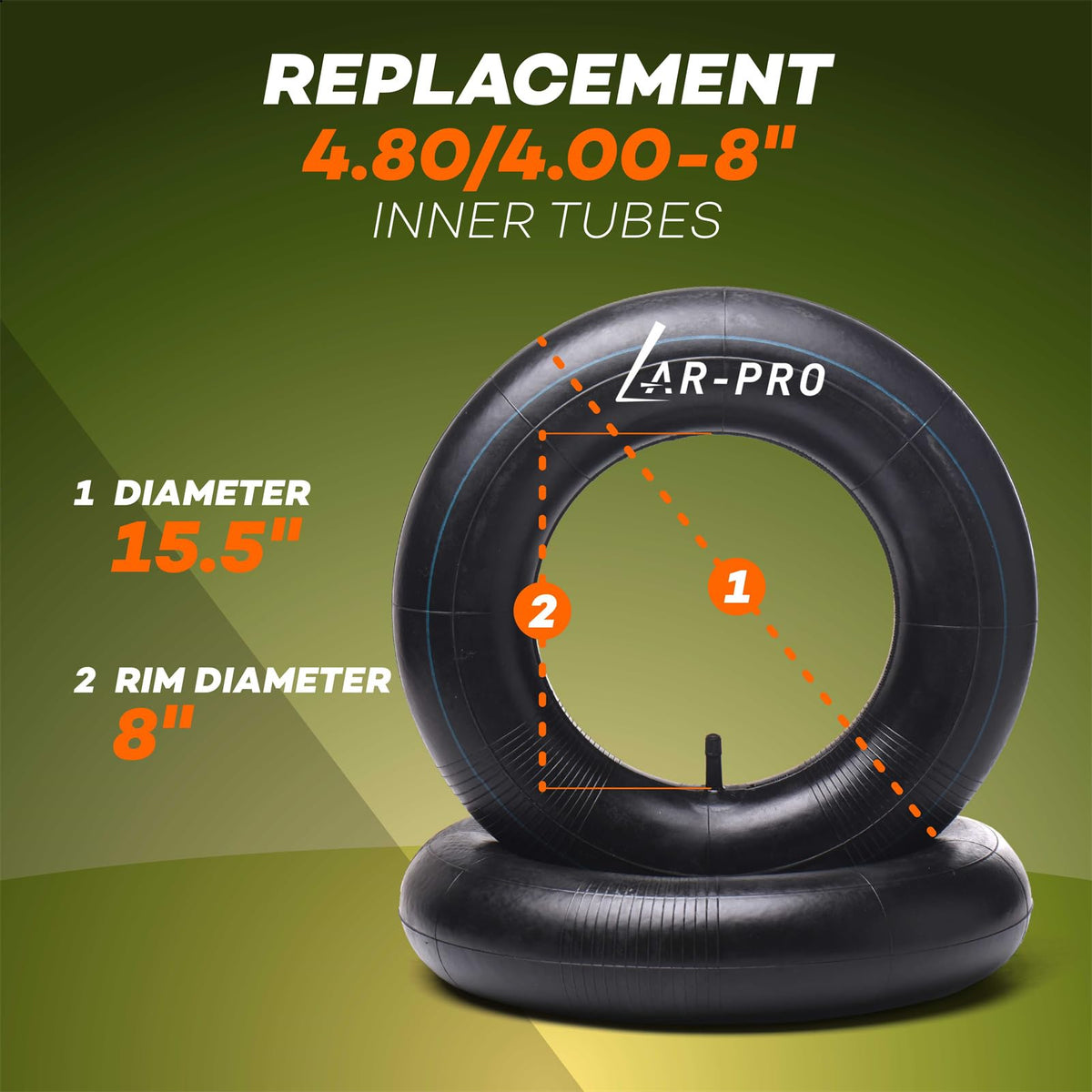 AR-PRO wheelbarrow inner tube showing thick rubber for rough terrain.