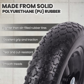 AR-PRO wheelbarrow tire assembly ready to install for quick replacements