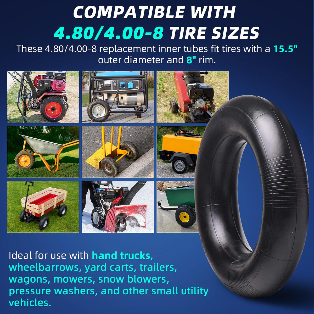 AR-PRO 4.80/4.00-8 inner tube fits generators and other light equipment.