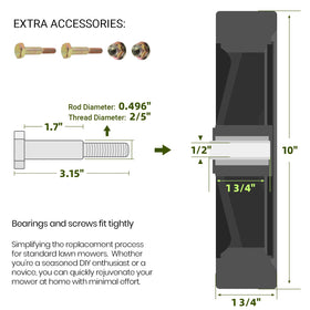 AR-PRO wheels with bearings offer smoother, quieter mowing and reduced friction.