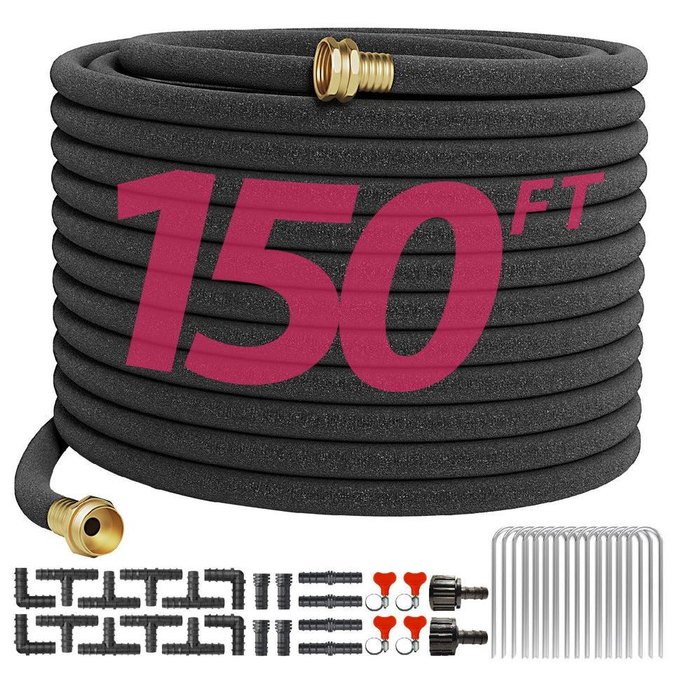 Araiozora soaker hose neatly coiled for compact storage and easy setup.