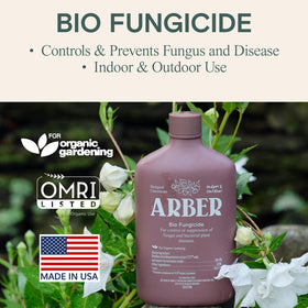 ARBER Organic Fungicide being sprayed on leaves for easy application and prevention.