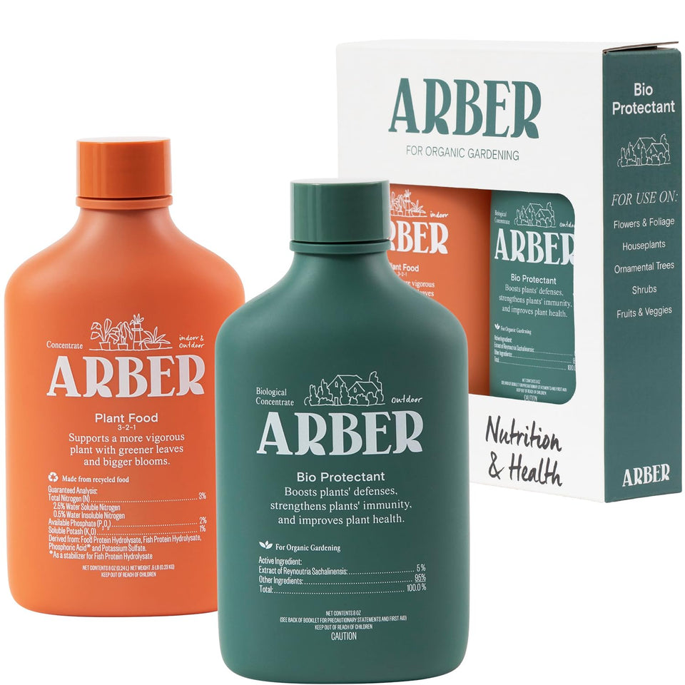 ARBER Organic Liquid Plant Food bottle supports balanced indoor and outdoor growth.