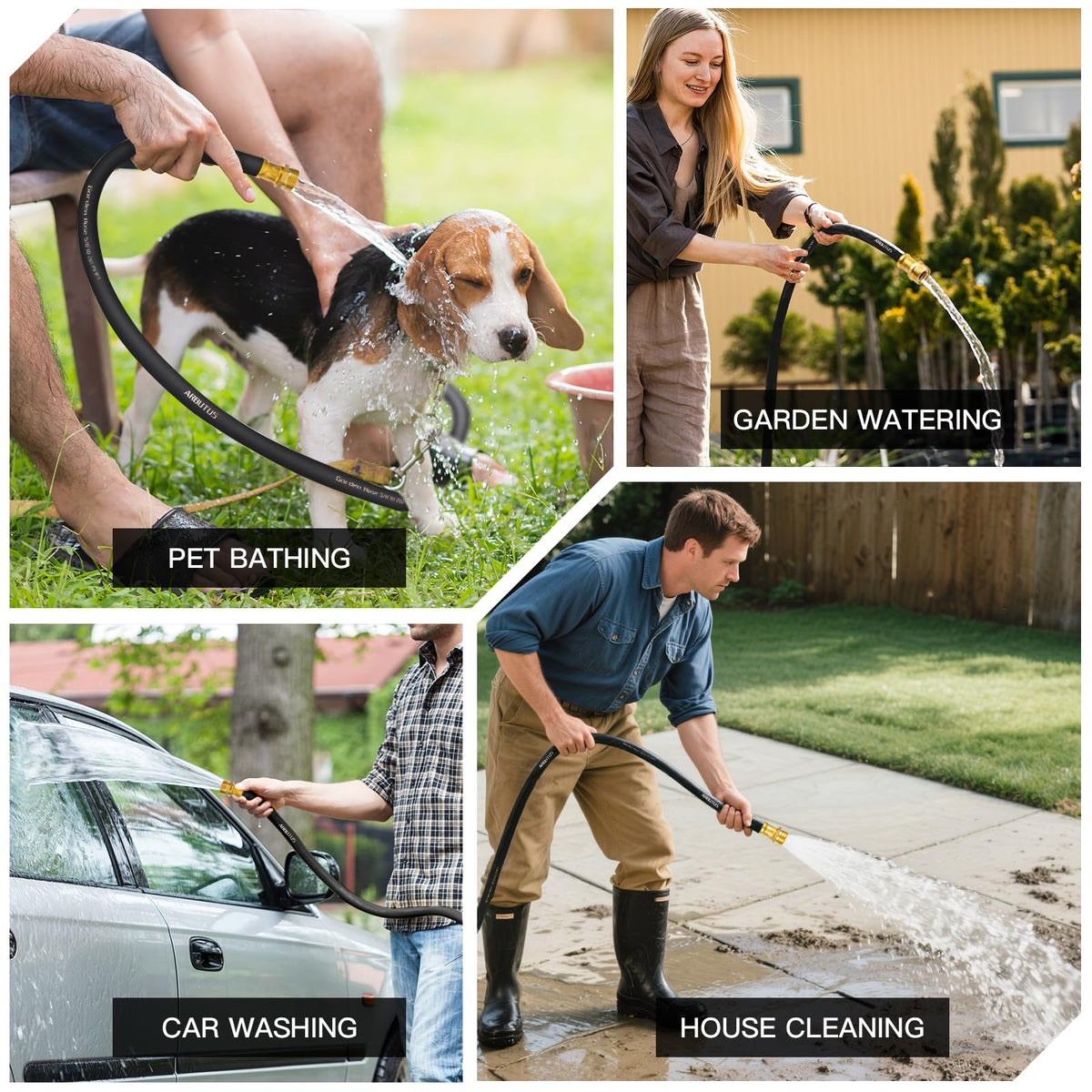ARBUTUS car-wash friendly hose for patio and exterior cleaning.
