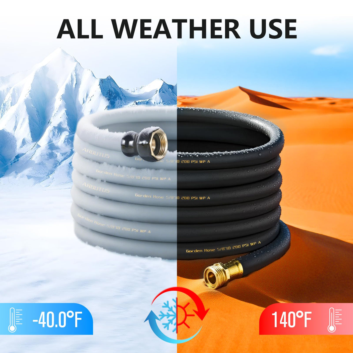 ARBUTUS durable flexible hose ideal for gardening and car wash tasks.