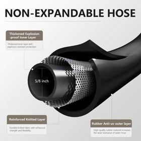 ARBUTUS rubber hose 50ft showing kink-resistant design for easy yard cleaning.