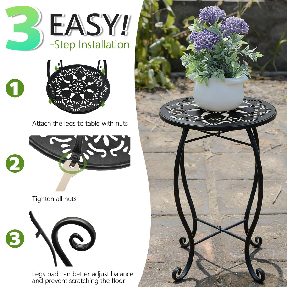 Arbuxzuy patio-use round table suitable for plants and decor outdoors
