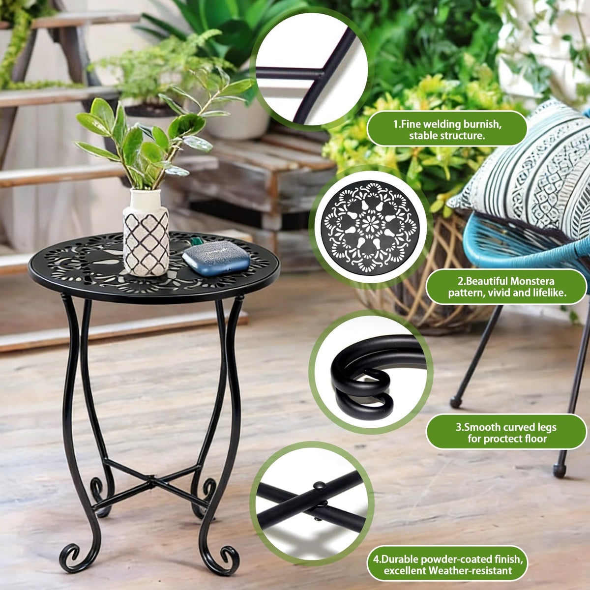 Arbuxzuy stable legs provide balanced support for indoor or outdoor use