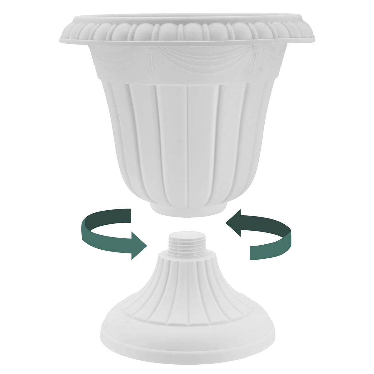 Arcadia Classic urn durable plastic construction withstands elements.