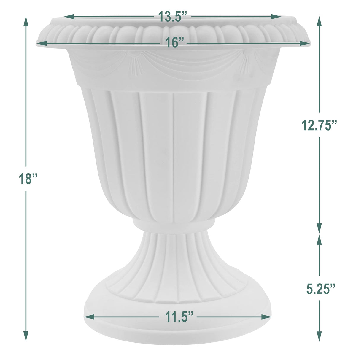 Arcadia Classic Urn durable plastic construction withstands weather and UV exposure.