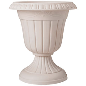 Arcadia urn planter taupe on porch enhances curb appeal.