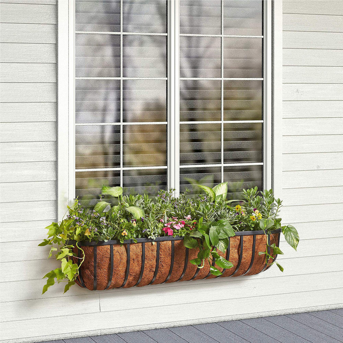 Arcadia coconut liner inside trough for moisture retention and airflow