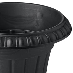 Arcadia PL10BK two-piece pedestal urn simplifies setup and placement.